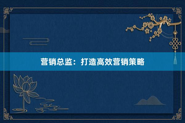 营销总监：打造高效营销策略
